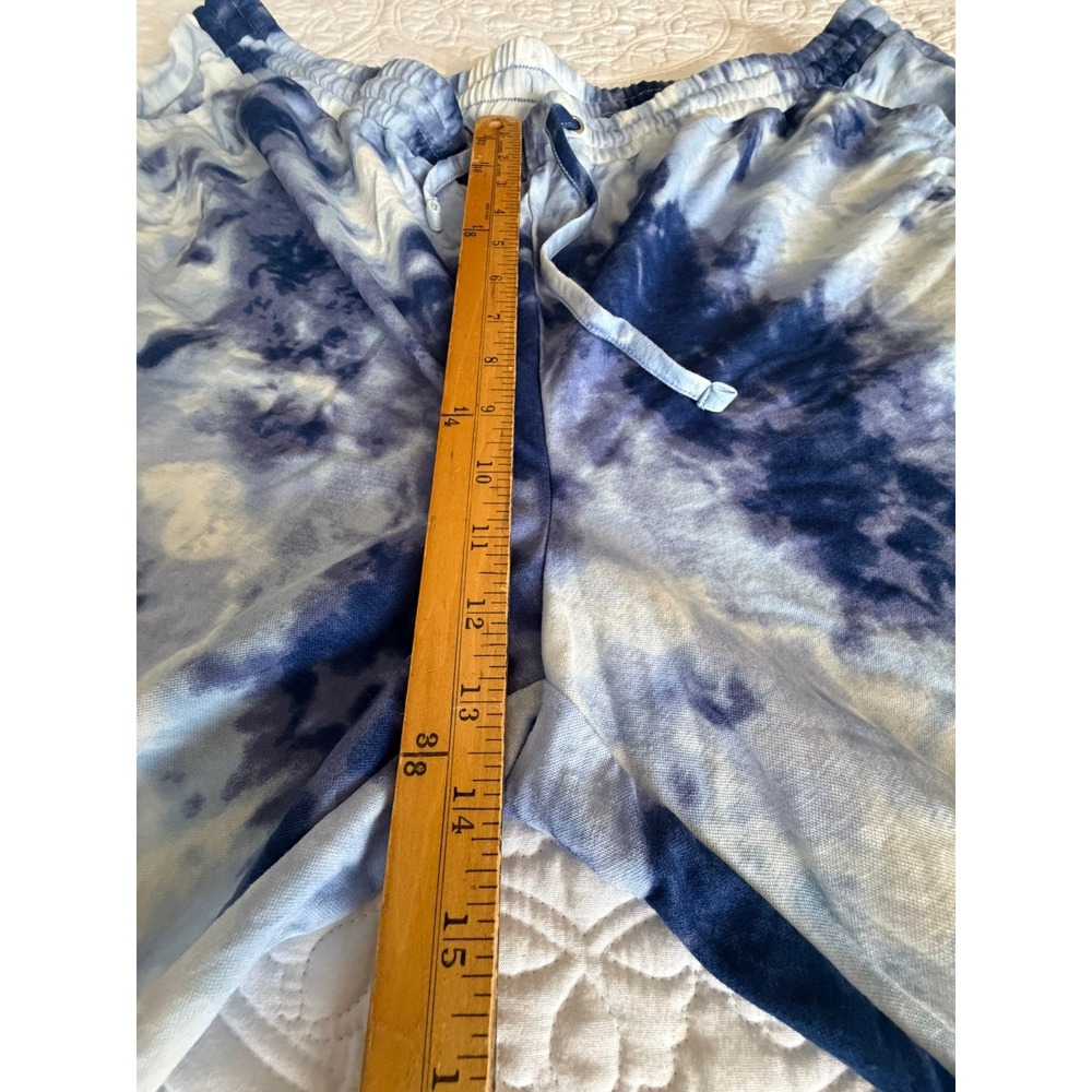 Belle Beach Kim Gravel Blue Tie Dye Cropped Lounge Pants 2X A603583 - Picture 2 of 8